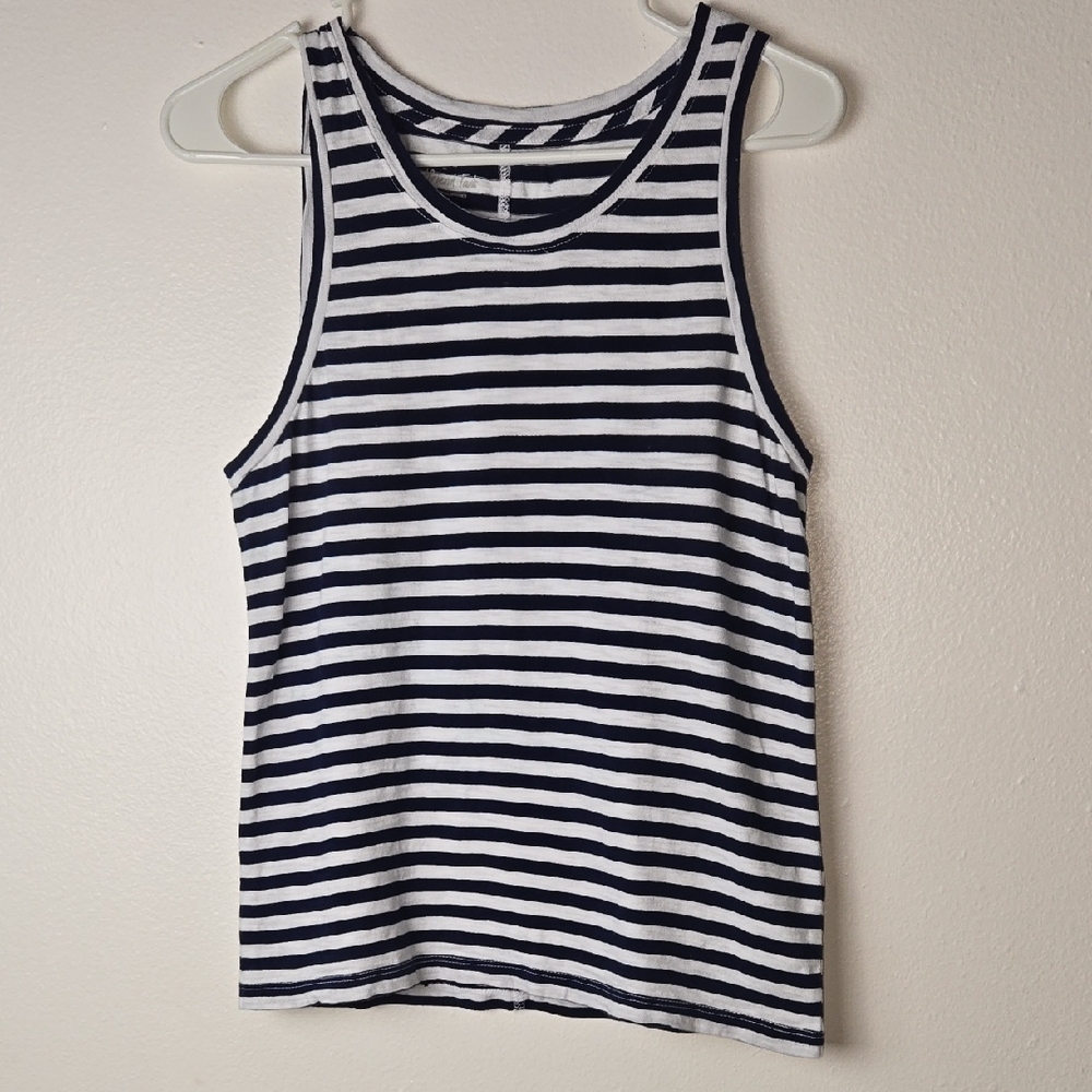J. Crew Navy and White Striped Girlfriend Tank